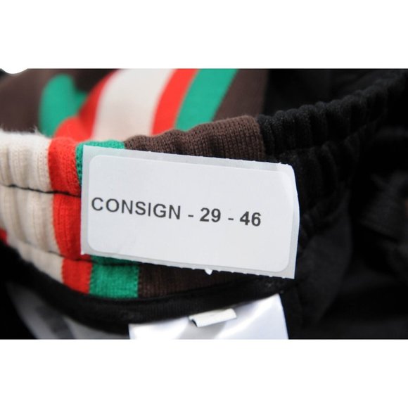 Gucci Mens Track Pants Large Black Green Red Stripped Drawstring Cotton Joggers - Picture 10 of 10
